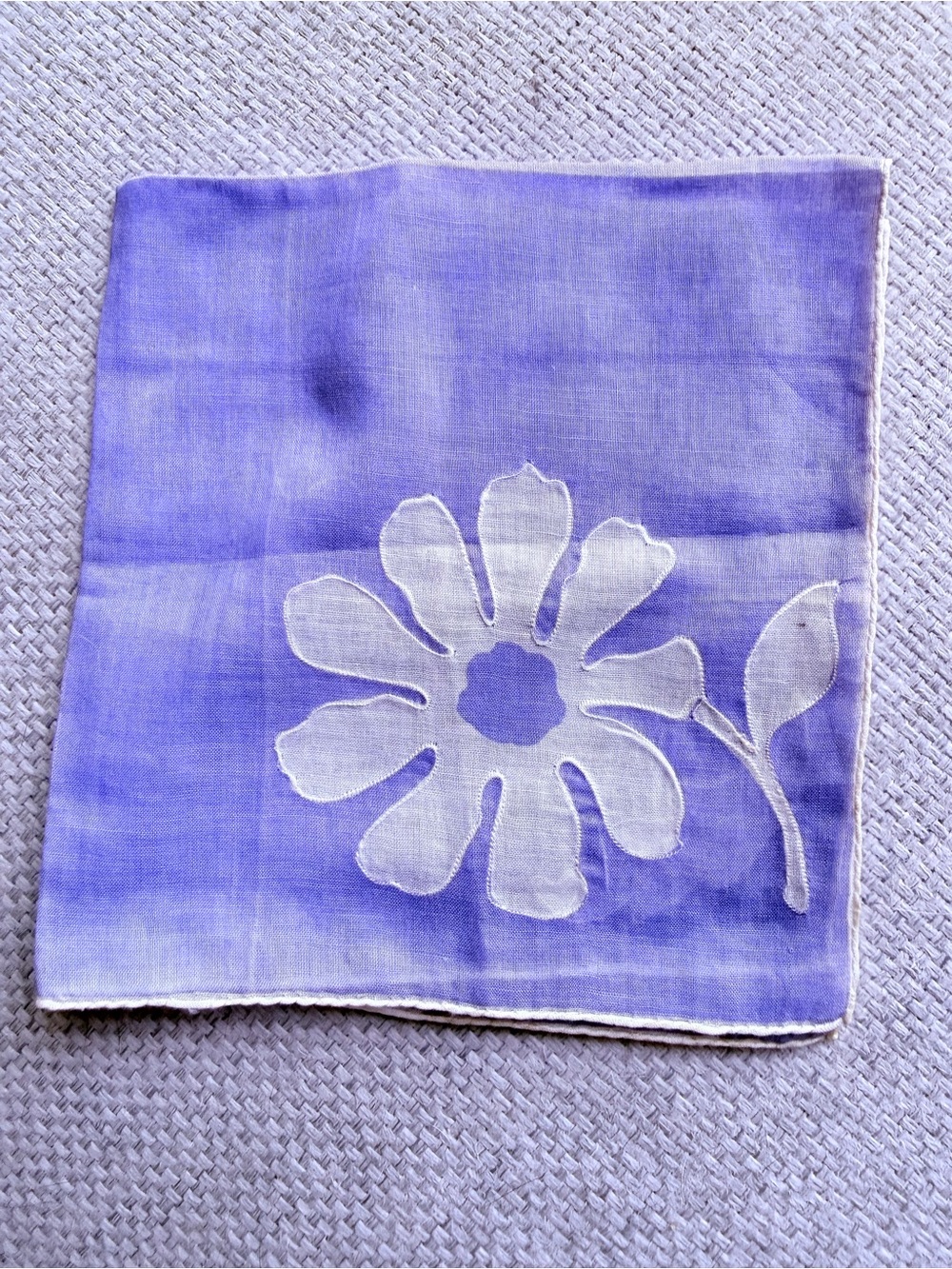 Vintage Periwinkle Floral Handkerchief